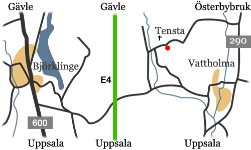 Karta till Tensta Bygdegård